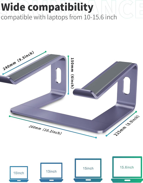 Load image into Gallery viewer, Laptop Stand, Aluminum Computer Riser, Ergonomic Laptops Elevator for Desk, Metal Holder Compatible with 10 to 15.6 Inches Notebook Computer, Purple