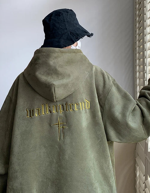 Load image into Gallery viewer, 2023 Men'S Streetwear Vintage Embroidered Suede Hooded Sweatshirt High Quality Hoodie Fashion Hip Hop Unisex Pullover Y2K Clothe