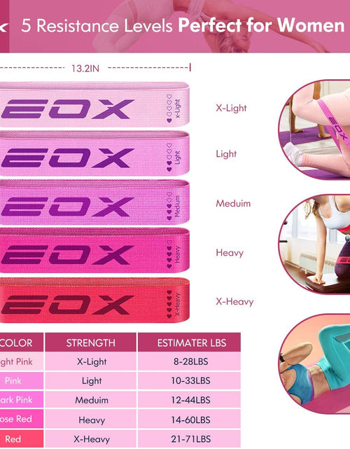 Load image into Gallery viewer, Exercise Resistance Fabric Loop Bands, Non-Slip Resistance Workout Bands for Legs & Butt and Glutes, 5 Resistance Levels Hip Training Bands