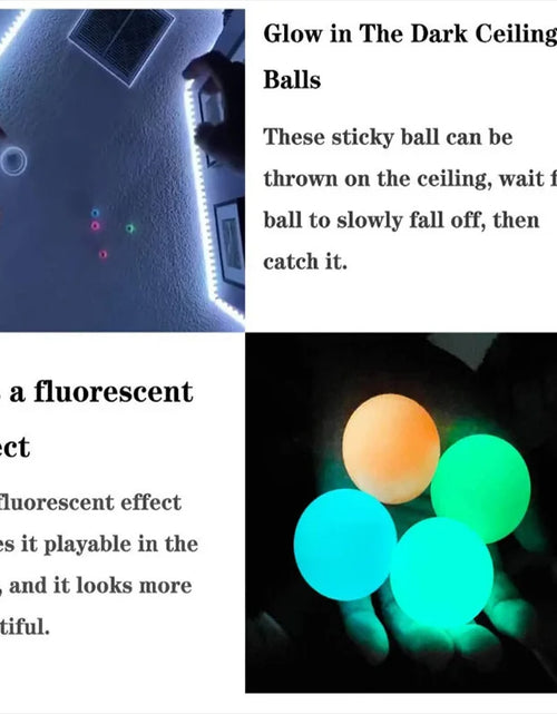 Load image into Gallery viewer, 10/5Pcs Luminous Sticky Ball Glow in the Dark Ball Throwing Indoor Decompression TPR Sticky Balls Target Ball Kids Sticky Balls