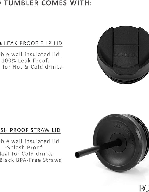Load image into Gallery viewer, Nomad Tumbler - 2 Lids (Straw/Flip), Vacuum Insulated Stainless Steel Bottle, Double Walled, Drinking Cup, Thermo Coffee Travel Mug, Water Metal Canteen (Midnight Black), 20 Ounces