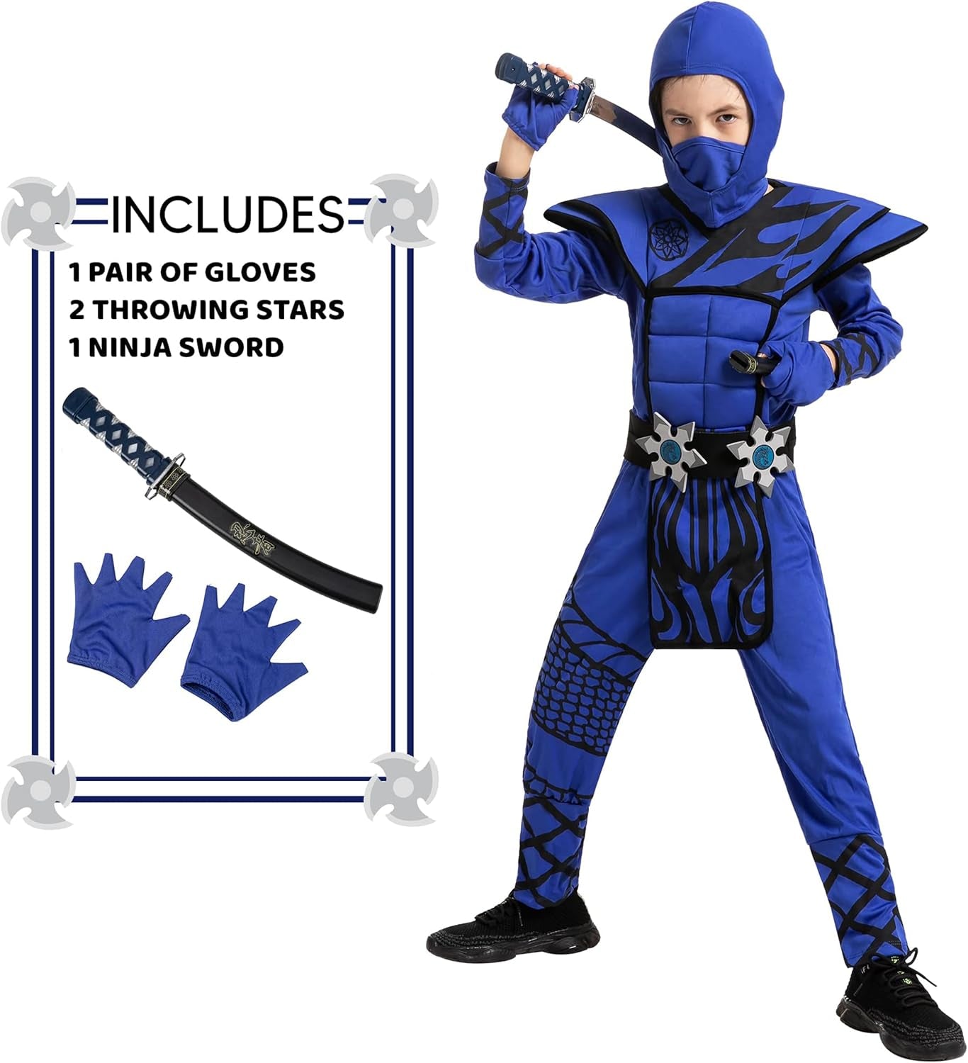Dragon Scales Blue Ninja Costume Perfect for Halloween Parties, Ninja Themed Parties, Halloween Dress Up, Xmas Birthday Party