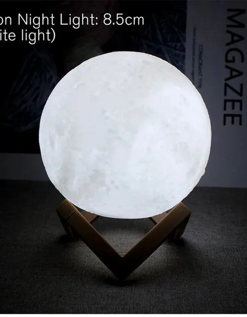 Load image into Gallery viewer, D5 8Cm Moon Lamp LED Night Light Battery Powered with Stand Starry Lamp Bedroom Decor Night Lights Kids Gift Moon Lamp Xmas Gift