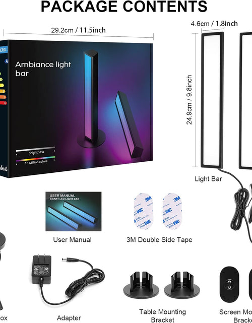 Load image into Gallery viewer, RGBIC Smart Light Bars Work with Alexa, Gaming Ambient Lights with 20 Scene Modes and Music Sync Modes,Led Light Bars for TV, Party, PC, Entertainment Decor(No Support 5G)
