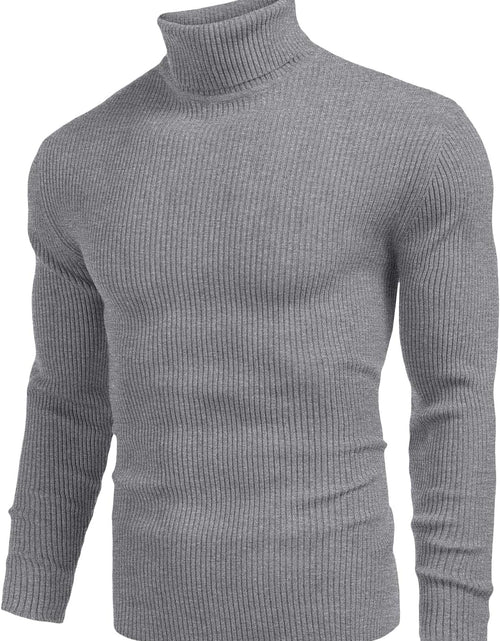 Load image into Gallery viewer, Mens Ribbed Slim Fit Knitted Pullover Turtleneck Sweater