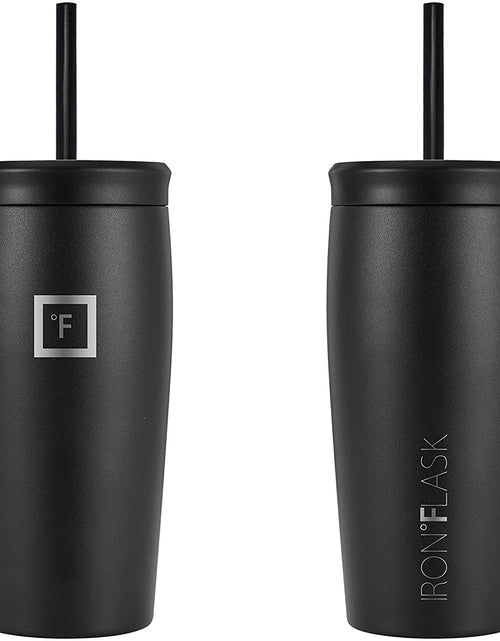 Load image into Gallery viewer, Nomad Tumbler - 2 Lids (Straw/Flip), Vacuum Insulated Stainless Steel Bottle, Double Walled, Drinking Cup, Thermo Coffee Travel Mug, Water Metal Canteen (Midnight Black), 20 Ounces