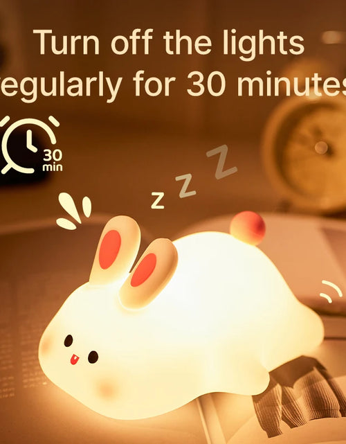 Load image into Gallery viewer, LED Night Lights Cute Sheep Panda Rabbit Silicone Lamp USB Rechargeable Timing Bedside Decor Kids Baby Nightlight Birthday Gift