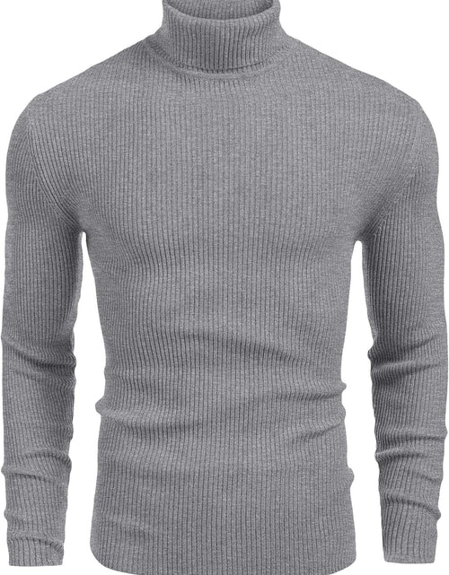 Load image into Gallery viewer, Mens Ribbed Slim Fit Knitted Pullover Turtleneck Sweater