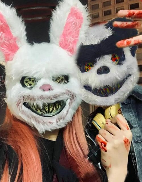Load image into Gallery viewer, Luminous Halloween Scary Mask Bear Rabbit Bunny Mask, Bloody Plush Head Mask, Cosplay Costume Props Halloween Party Itaewon 이태원