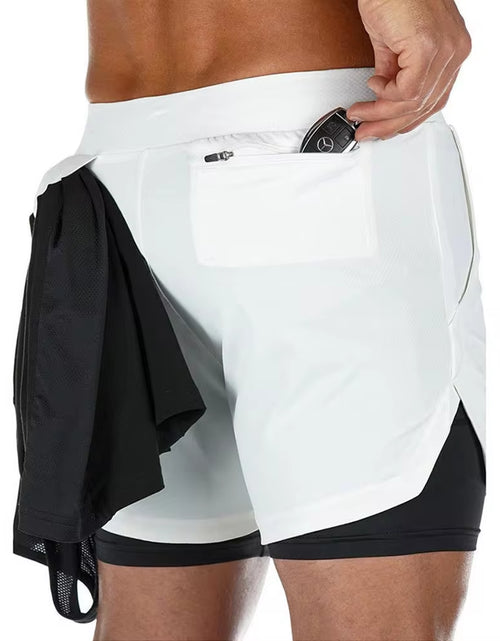 Load image into Gallery viewer, Men 2 in 1 Running Shorts Jogging Gym Fitness Training Quick Dry Beach Short Pants Male Summer Sports Workout Bottoms Clothing
