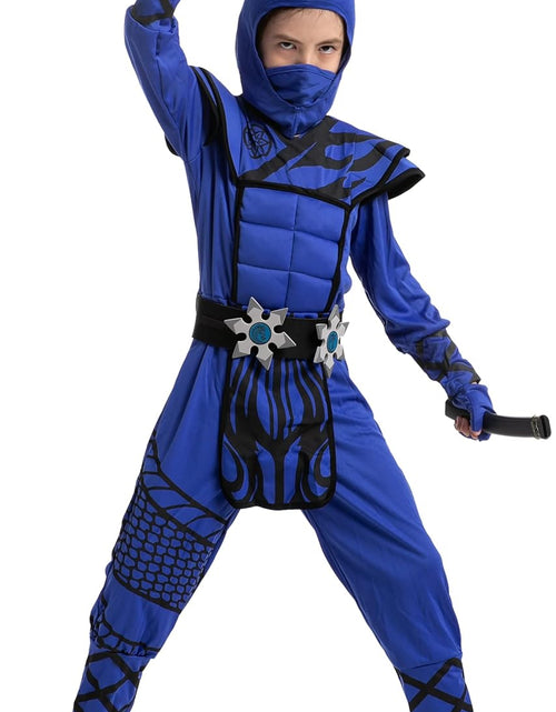 Load image into Gallery viewer, Dragon Scales Blue Ninja Costume Perfect for Halloween Parties, Ninja Themed Parties, Halloween Dress Up, Xmas Birthday Party
