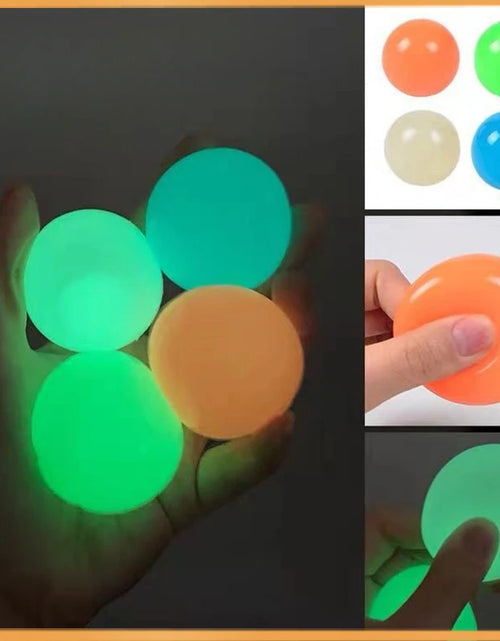 Load image into Gallery viewer, 10/5Pcs Luminous Sticky Ball Glow in the Dark Ball Throwing Indoor Decompression TPR Sticky Balls Target Ball Kids Sticky Balls