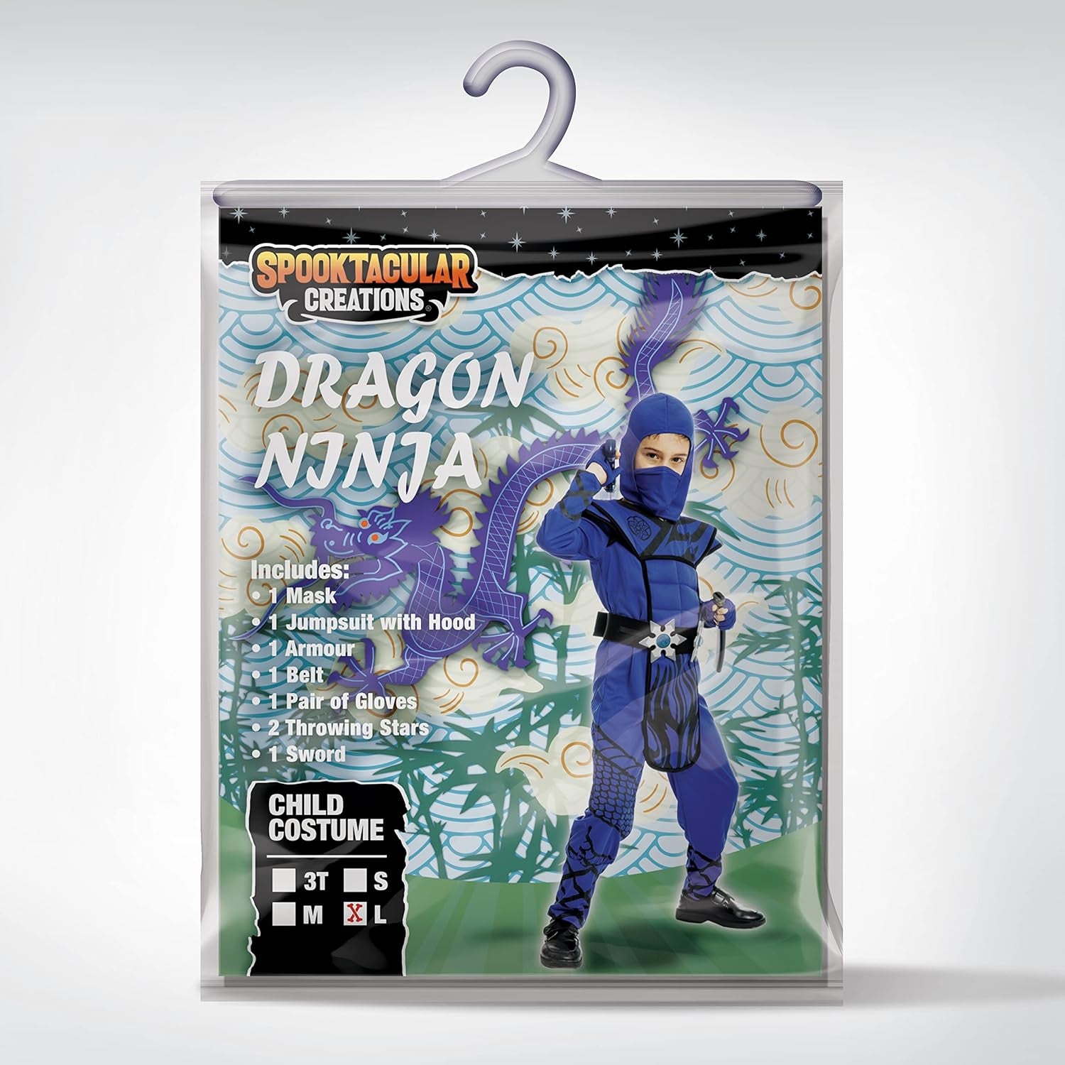 Dragon Scales Blue Ninja Costume Perfect for Halloween Parties, Ninja Themed Parties, Halloween Dress Up, Xmas Birthday Party