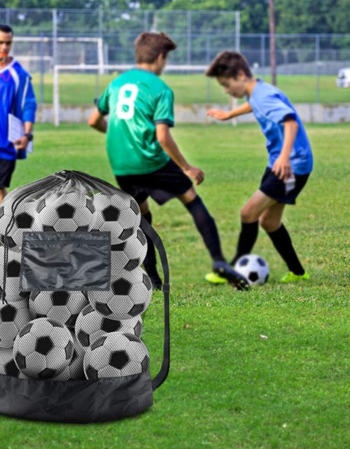 Load image into Gallery viewer, Extra Large Sports Ball Bag Mesh Socce Ball Bag Heavy Duty Drawstring Bags Team Work for Holding Basketball, Volleyball, Baseball, Swimming Gear with Shoulder Strap