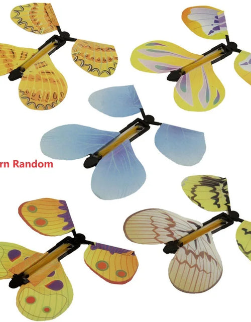 Load image into Gallery viewer, Magic Flying Butterflies Wind up Toy in the Sky Bookmark Greeting Cards Rubber Band Powered Kids Magic Props Surpris Gift