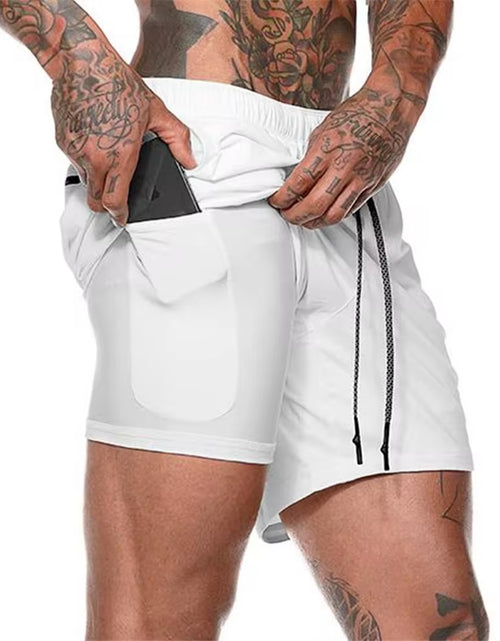Load image into Gallery viewer, Men 2 in 1 Running Shorts Jogging Gym Fitness Training Quick Dry Beach Short Pants Male Summer Sports Workout Bottoms Clothing