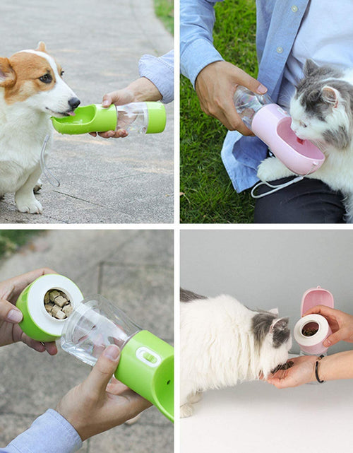 Load image into Gallery viewer, Portable Dog Water Bottle for Walking, Leak Proof Puppy Water Bottle with Food Container, Lightweight Pet Water Bottle for Hiking, Easy to Carry, BPA Free (Blue)