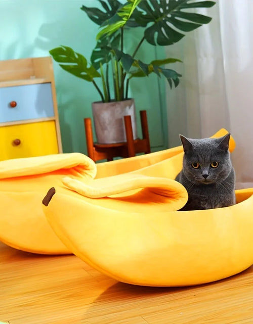 Load image into Gallery viewer, Banana Cat Bed House Funny Cute Cozy Cat Mat Beds Warm Durable Portable Pet Basket Kennel Dog Cushion Cat Supplies Multicolor