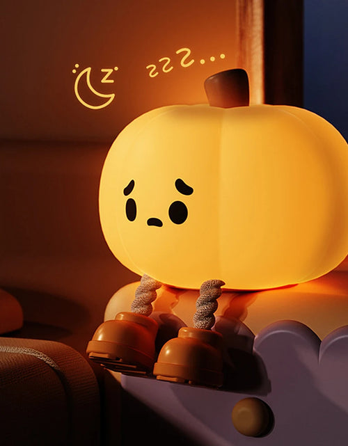 Load image into Gallery viewer, Halloween Pumpkin Night Light Cute Soft Silicone Safe Lamp Decorations Timing Dimmable Bedside Decor Kids Babies Halloween Gifts