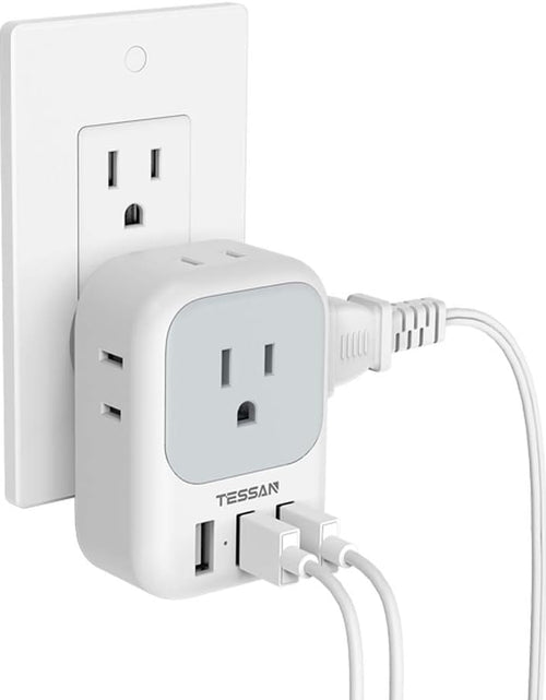 Load image into Gallery viewer, Multi Plug Outlet Extender with USB,  Electrical 4 Box Splitter 3 USB Wall Charger, Multiple Charging Station for Cruise, Travel, Office, Dorm Essentials