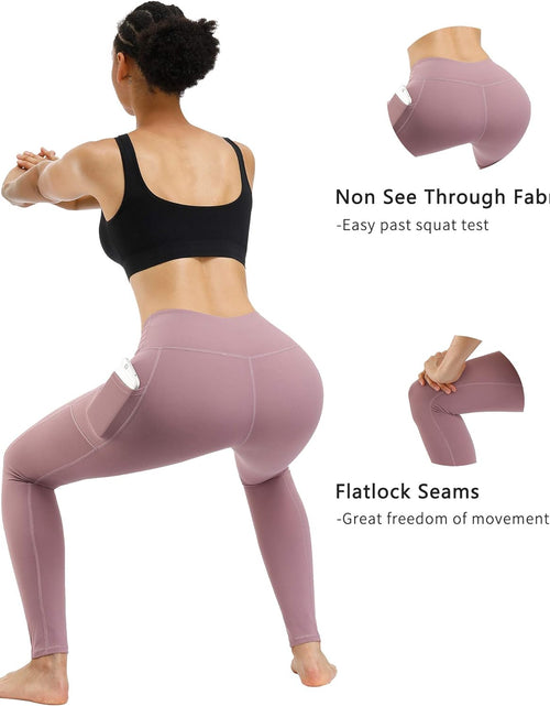 Load image into Gallery viewer, 2 Pack High Waist Yoga Pants, Pocket Yoga Pants Tummy Control Workout Running 4 Way Stretch Yoga Leggings