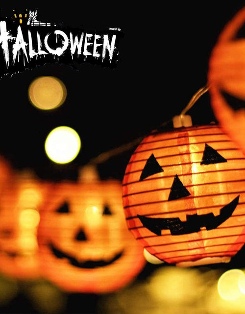 Load image into Gallery viewer, Halloween Pumpkin Lantern String Lights, 8.5Ft Orange Pumpkin String Lights with 10 Nylon Jack Smiling Face Lanterns, Halloween Lantern Lights for Indoor Outdoor Halloween Party Decor