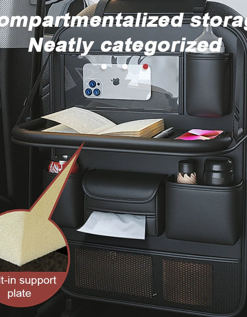 Load image into Gallery viewer, Car Seat Back Organizer Auto Back Seat Storage Bag with Foldable Table Tray Tablet Holder Tissue Box Car Accessories