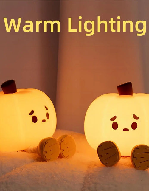 Load image into Gallery viewer, Halloween Pumpkin Night Lights Cute Soft Silicone Safe Lamp Decorations Timing Dimmable Bedside Decor Kids Baby Halloween Gifts