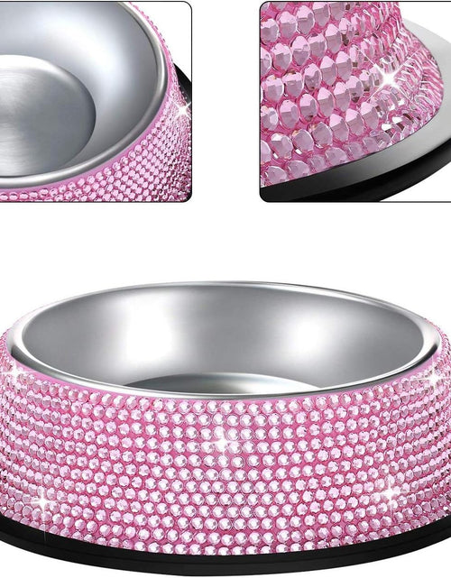 Load image into Gallery viewer, Bling Dog Bowls Pink, 640ML Handmade Bling Rhinestones Stainless Steel Pet Bowls Double Food Water Feeder for Puppy Cats Dogs - Set of 2