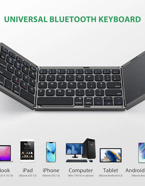 Load image into Gallery viewer, Foldable Keyboard Russian with Touchpad Portable Mini Bluetooth Wireless Folding Keyboard for Mac Ios Android Windows PC Tablet