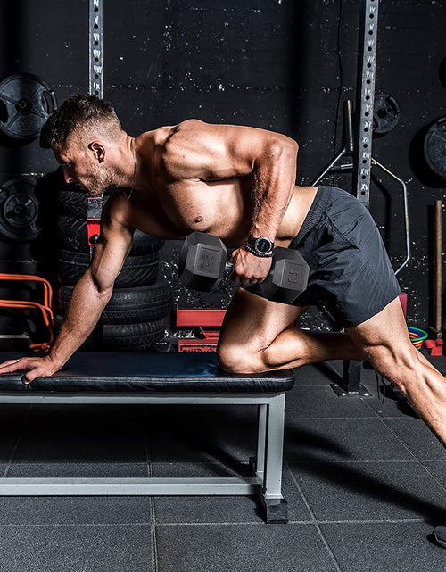 Load image into Gallery viewer, 5-25Lb Rubber Coated Hex Dumbbell Set with a Frame Storage Rack Non-Slip Hex Shape for Muscle Toning, Strength Building & Weight Loss - Multiple Choices Available