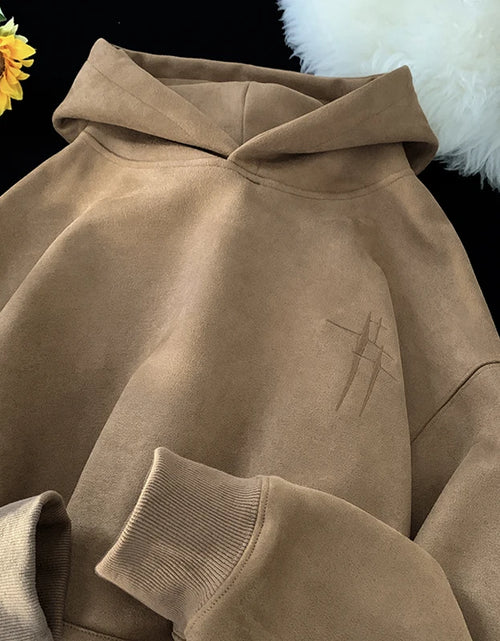 Load image into Gallery viewer, 2023 Men'S Streetwear Vintage Embroidered Suede Hooded Sweatshirt High Quality Hoodie Fashion Hip Hop Unisex Pullover Y2K Clothe