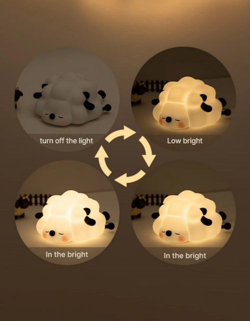 Load image into Gallery viewer, LED Night Lights Cute Sheep Panda Rabbit Silicone Lamp USB Rechargeable Timing Bedside Decor Kids Baby Nightlight Birthday Gift
