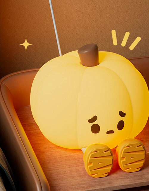 Load image into Gallery viewer, Halloween Pumpkin Night Light Cute Soft Silicone Safe Lamp Decorations Timing Dimmable Bedside Decor Kids Babies Halloween Gifts