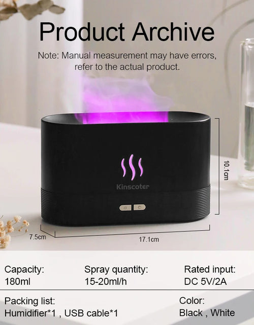 Load image into Gallery viewer, Aroma Diffuser Air Humidifier Ultrasonic Cool Mist Maker Fogger Led Essential Oil Flame Lamp Difusor