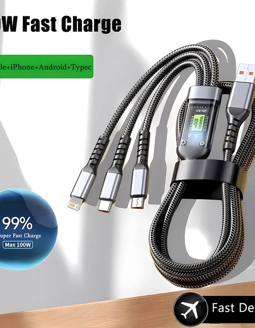 Load image into Gallery viewer, Transparent Luminous 3-In-1 Super Fast Charging Cable, 3 in 1 Charging Cable, Universal with Type-C Micro for Iphone15 14 13