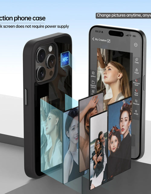 Load image into Gallery viewer, DIY Display Eink Screen Phone Case Smart NFC Refesh Phone Protective Cover for  15 14 13 Pro Max Back Case Battery Free