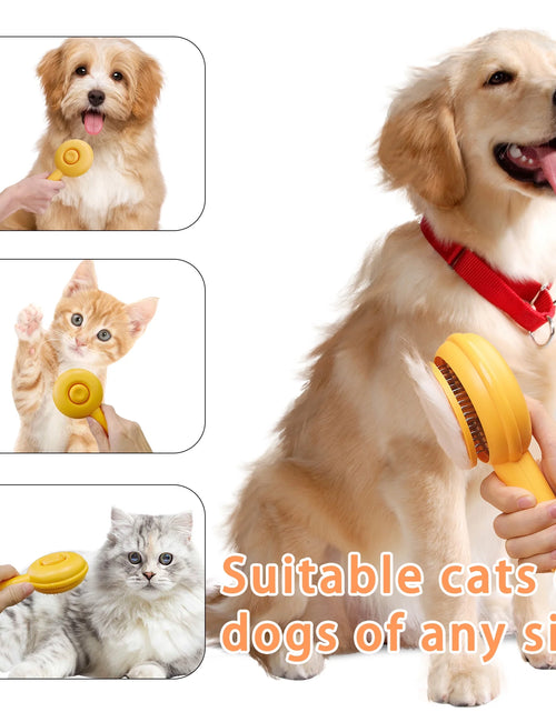 Load image into Gallery viewer, Cat Brushes for Indoor Cats - Pet Self Cleaning Slicker Brush Removes Deep Waste Hair - Cats Dogs Resin Protected Massage Comb(Yellow)