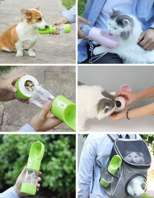 Load image into Gallery viewer, Portable Dog Water Bottle for Walking, Leak Proof Puppy Water Bottle with Food Container, Lightweight Pet Water Bottle for Hiking, Easy to Carry, BPA Free (Blue)