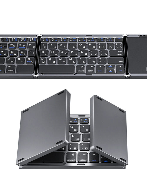 Load image into Gallery viewer, Foldable Keyboard Russian with Touchpad Portable Mini Bluetooth Wireless Folding Keyboard for Mac Ios Android Windows PC Tablet