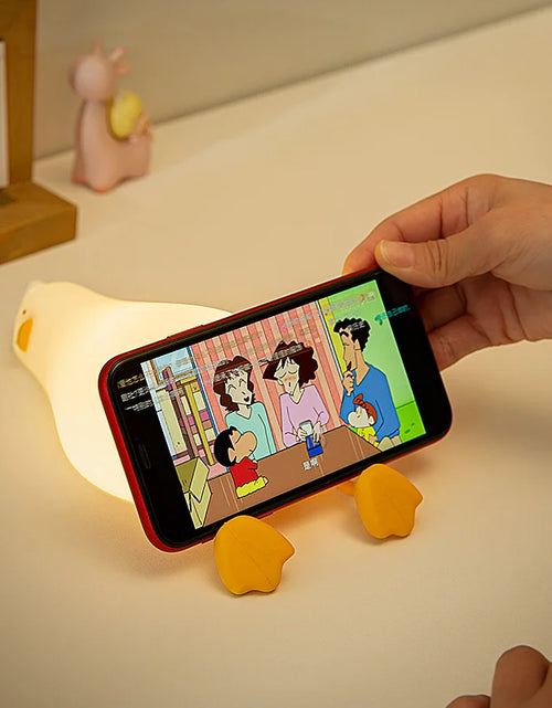 Load image into Gallery viewer, Lying Flat Duck Night Light Silicone Cute Light up Yellow Duck 3-Level Bedside Desk Touch Night Lamp Baby Kids Room Kawaii Decor
