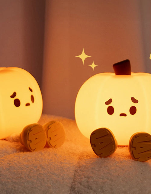 Load image into Gallery viewer, Halloween Pumpkin Night Light Cute Soft Silicone Safe Lamp Decorations Timing Dimmable Bedside Decor Kids Babies Halloween Gifts