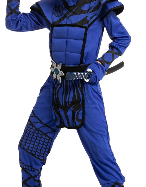 Load image into Gallery viewer, Dragon Scales Blue Ninja Costume Perfect for Halloween Parties, Ninja Themed Parties, Halloween Dress Up, Xmas Birthday Party