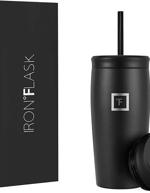 Load image into Gallery viewer, Nomad Tumbler - 2 Lids (Straw/Flip), Vacuum Insulated Stainless Steel Bottle, Double Walled, Drinking Cup, Thermo Coffee Travel Mug, Water Metal Canteen (Midnight Black), 20 Ounces