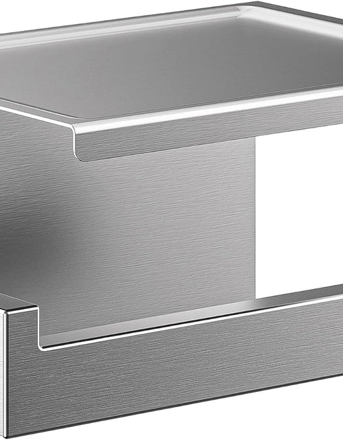 Load image into Gallery viewer, Brushed Nickel Toilet Paper Holder, Stick on Silver Toilet Paper Holder with Shelf, Self Adhesive No Drill or Wall-Mount with Screws for Bathroom