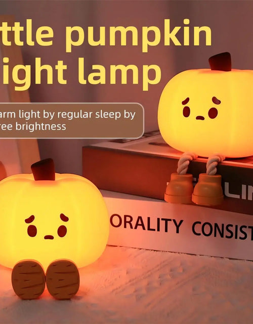 Load image into Gallery viewer, Halloween Pumpkin Night Lights Cute Soft Silicone Safe Lamp Decorations Timing Dimmable Bedside Decor Kids Baby Halloween Gifts