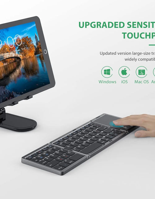 Load image into Gallery viewer, Foldable Keyboard Russian with Touchpad Portable Mini Bluetooth Wireless Folding Keyboard for Mac Ios Android Windows PC Tablet