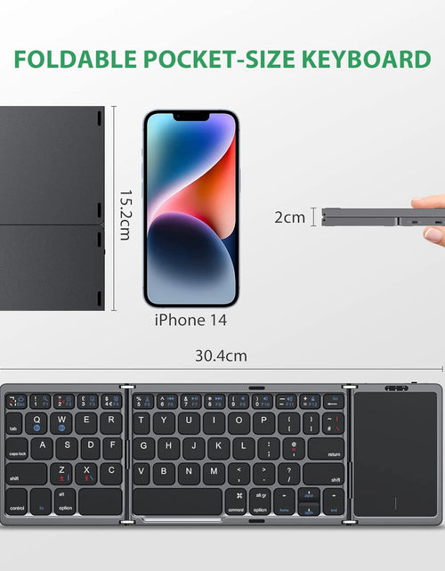 Load image into Gallery viewer, Foldable Keyboard Russian with Touchpad Portable Mini Bluetooth Wireless Folding Keyboard for Mac Ios Android Windows PC Tablet