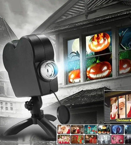 12 Movies Halloween Holographic Projection Party Lights Led Window Wonderland Projector Stage Light Halloween Christmas Decor