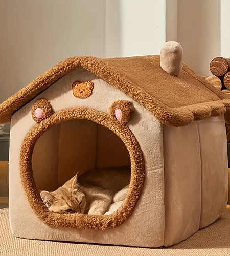 Foldable Pet House Removable Washable Cat House Puppy Cave Sofa Pet Bed House for Extra Small Dogs and Small and Medium Cats